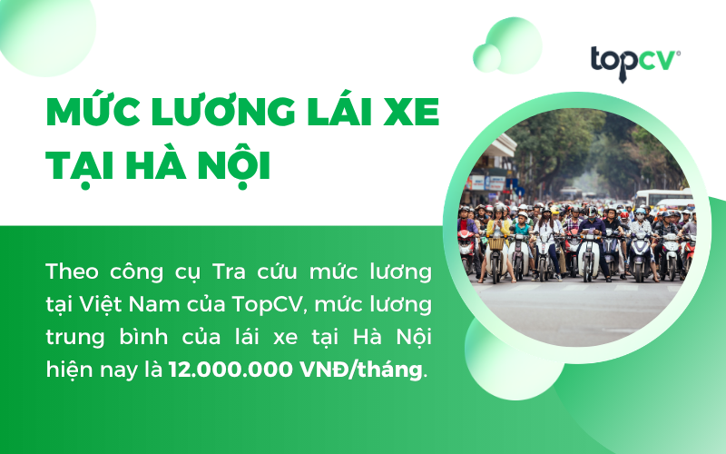 Mức lương trung bình của lái xe tại Hà Nội là 12 triệu đồng/tháng